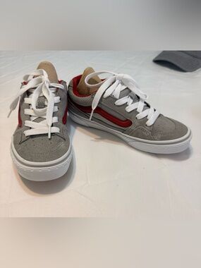 VANS CALDRONE Boys Sneakers suede gray/ red size 4